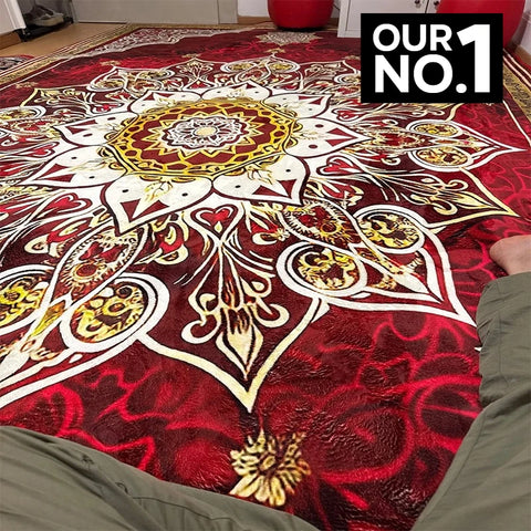 Navak Carpet Luxurious Retro Rugs for Living Room European Decoration Home Sofa Area Non-slip Floot Mat Bedroom Cloakroom Red Soft Carpet
