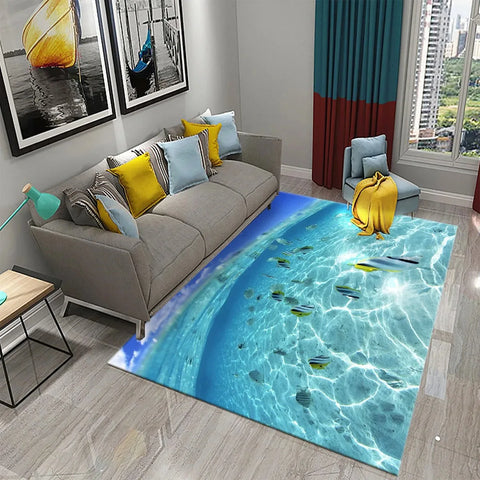 Navak Teppich 3D Hawaiian Meer Ozean Tropische Fische Teppich Wohnzimmer Fisch Tier Muster Kinder Schlafzimmer Weiche Boden Dekor
