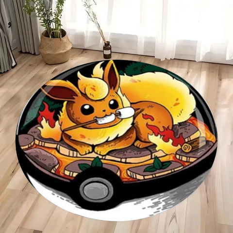 Navak Carpet Daily Picks &Pokemon Pikachu Gengar Print Round Rugs Room Floor Mats Non-Slip Living Room Rugs Washable Carpet for Home Decor Mat