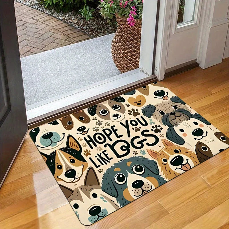 Navak Carpet 1 Stück warme und süße Fußmatte mit Hundeelement – ​​rutschfest und weich mit verspieltem Cartoon-Hundemuster, geeignet für den Innen- und Außenbereich