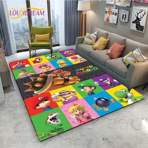 Navak Teppich Mario Cartoon Anime Teppich für Wohnzimmer Schlafzimmer Niedliche Teppiche Tisch Küchentür Kinder Rutschfeste Fußmatten Alfombra Geburtstagsgeschenk