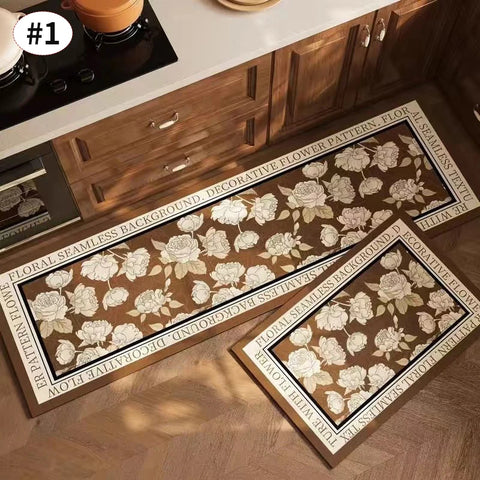 Navak Carpet Exclusive Picks American Light Luxury Wasserabsorbierende, rutschfeste, schmutzabweisende Fußmatte, Vintage-Kristallsamt-Küchentürteppich