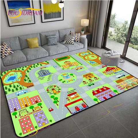 Navak Teppich Alfombra Straßenverkehrsroutenkarte Teppich Wohnzimmer Sofa Couchtisch Schlafzimmer Teppiche Küche Kinderspiel Anti-Rutsch-Bodenmatte Wohnkultur