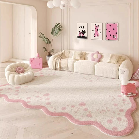 Navak Teppich Unregelmäßige Form Teppiche für Wohnzimmer Rosa Schlafzimmer Dekor Teppich Flauschig Weich Kinderzimmer Teppich Haushalt Verdickte Bodenmatte