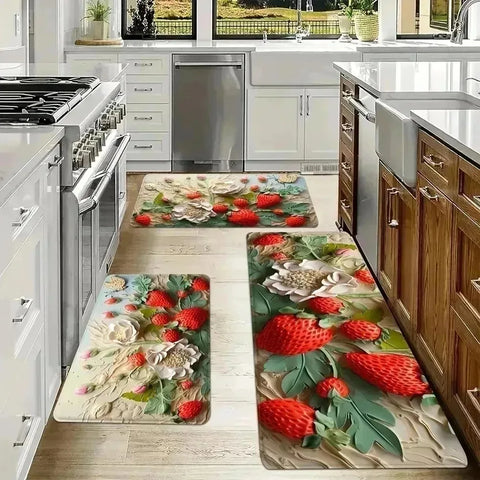 Navak Carpet 1 Stück 3D-Muster Landschaft Fußmatten Küchenteppiche Rutschfeste Pop-Design Badezimmerteppiche Badematte Teppich für Zuhause Waschbecken Wäsche Dekor