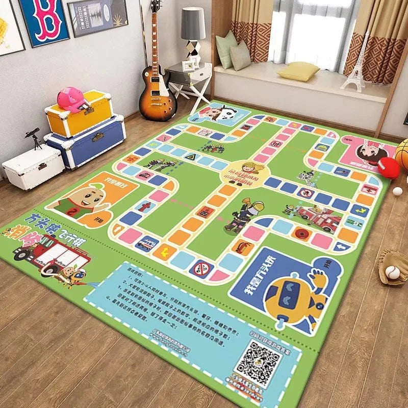 Navak Teppich Kinderspiel Cartoon Teppich Spielzimmer Wohnzimmer Sofa Schlafzimmer Arbeitszimmer Eingangsmatte Rutschfester Kinderverkehrsstraßenparkplatzteppich
