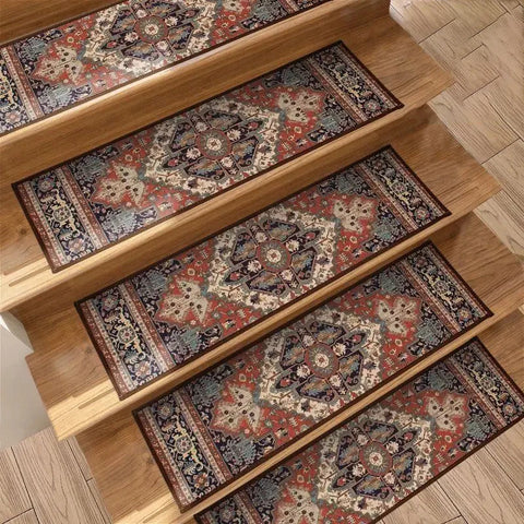 Navak Carpet 10 Stück Treppenstufen-Teppich, rutschfeste Treppenmatten für den Innenbereich, Läufer für Holzstufen, Schutzteppich-Abdeckungspolster, Treppen für Kinder und ältere Menschen