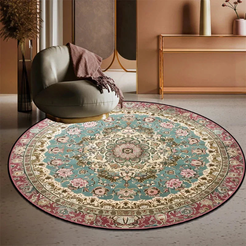 Navak Carpet Exclusive Picks Retro Bohemian Round Carpets Living Room Luxury Sofa Area Chair Non-Slip Soft Floor Mat Bedroom Decor Crystal Velvet