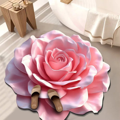 Navak Teppich, speziell geformter Blumenteppich, rutschfeste, weiche Badezimmer-Bodenmatte, 60 x 60 cm, saugfähige Türdichtung für Wohnzimmer, Teetisch, Nachttisch