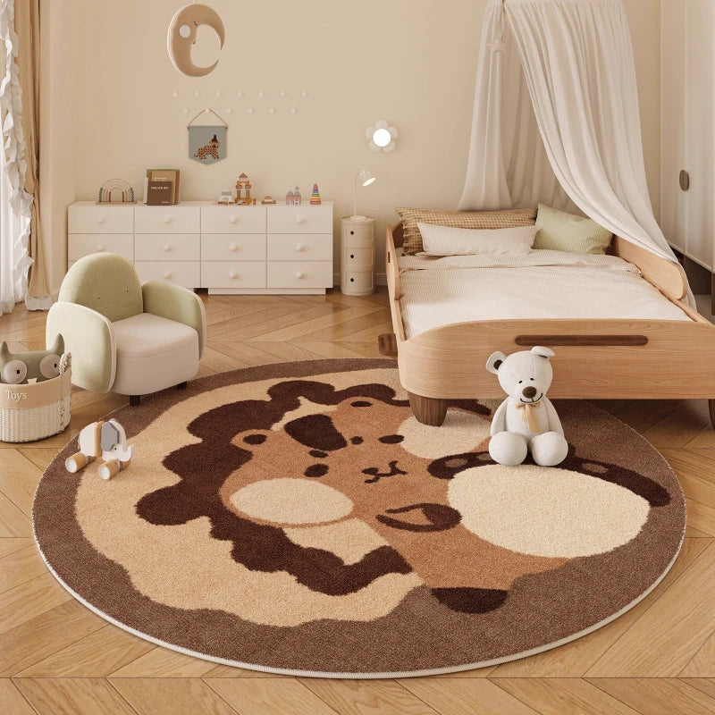 Navak Teppich, Cartoon-Stil, Schlafzimmer-Dekor, Teppich, dicke Plüsch-Bodenmatte für Kinder, flauschig, weich, rund, Teppich mit niedlichen Mustern für Wohnzimmer