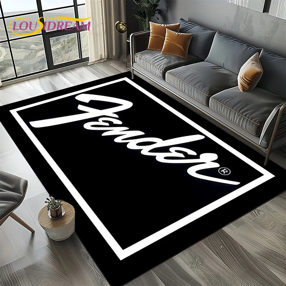 Navak Carpet 27 Style New 3D Fender Retro Gitarreninstrumente Musik Teppich Teppich für Wohnzimmer Schlafzimmer Zuhause Sofa Dekoration, rutschfeste Bodenmatte