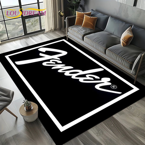 Navak Carpet 27 Style New 3D Fender Retro Gitarreninstrumente Musik Teppich Teppich für Wohnzimmer Schlafzimmer Zuhause Sofa Dekoration, rutschfeste Bodenmatte