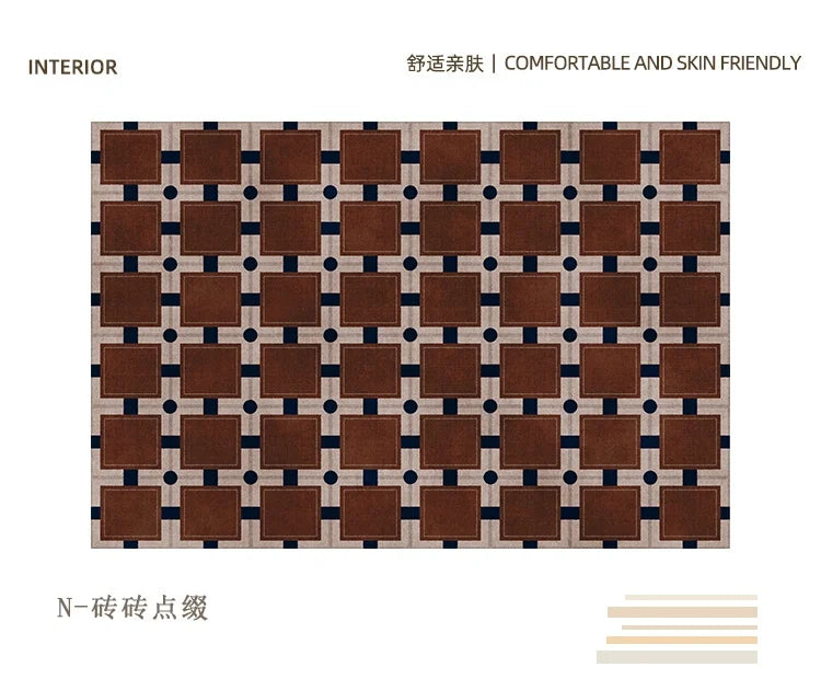 Navak Carpet Retro-Luxus-Teppiche für Schlafzimmer, dicker Plüsch-Nachttischvorleger, große Fläche, Wohnzimmerdekoration, Schachbrett-Teppich, Zuhause, flauschige, weiche Matte