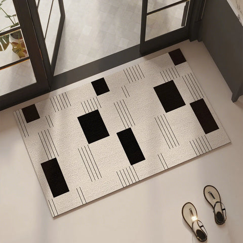 Navak Teppich Badezimmerteppich Saugfähige Bodenmatte Kieselalgen Schlammbad Duschbereich Rutschfeste Fußmatten Schwarz Heimdekoration Teppich für Toilette 욕실 매트