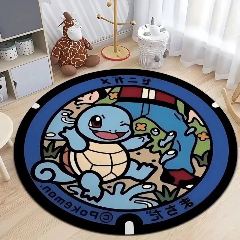Navak Carpet Daily Picks Disney Japan Anime Pokemon Round Floor Mat Living Room Sofa Bedroom Rug Cute Non-Slip Machine Washable Carpet Home Decor