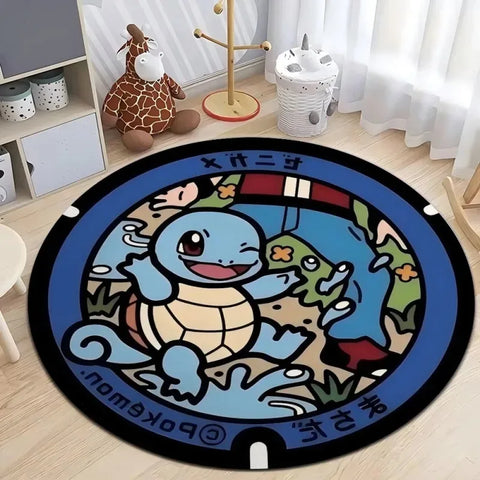 Navak Carpet Daily Picks Disney Japan Anime Pokemon Round Floor Mat Living Room Sofa Bedroom Rug Cute Non-Slip Machine Washable Carpet Home Decor