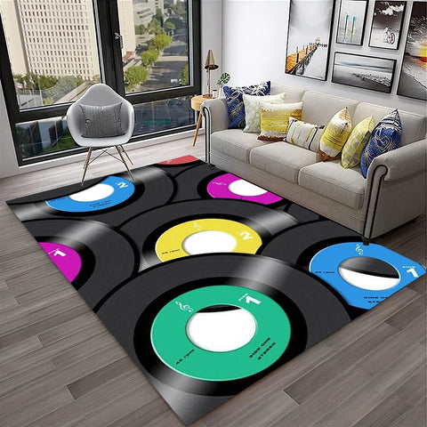 Navak Teppich, 3D-Retro-Vinyl-Schallplatte, Musikkunst, Teppich für Zuhause, Wohnzimmer, Schlafzimmer, Sofa, Fußmatte, Dekoration, Kinderspielbereich, rutschfeste Bodenmatte