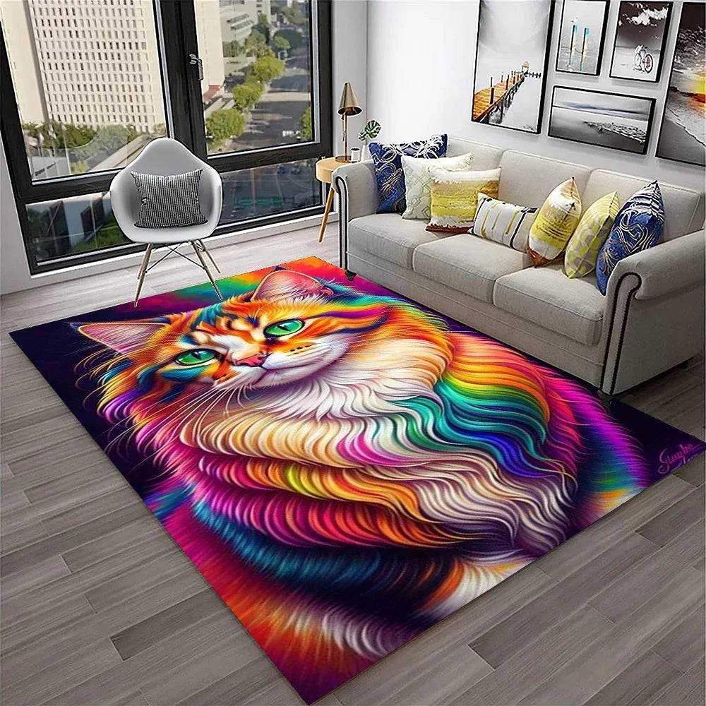 Navak Teppich, 3D, süße Katze, Blume, Cartoon-Teppich für Zuhause, Wohnzimmer, Schlafzimmer, Sofa, Fußmatte, Dekoration, Kinderspielbereich, rutschfeste Bodenmatte
