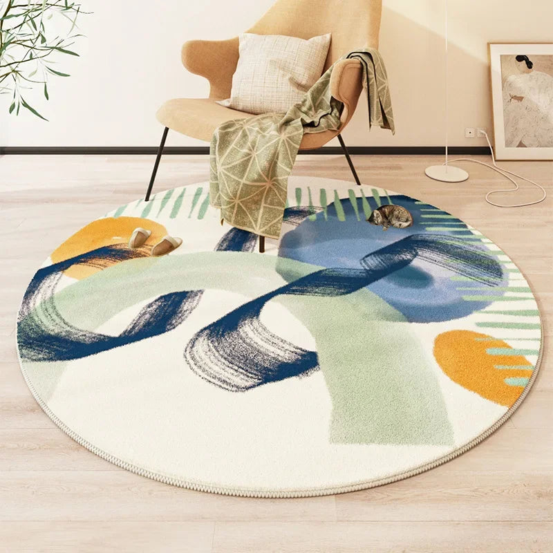 Navak Carpet Exclusive Picks Moderner Stil Runder Wohnzimmerteppich Kinderzimmer Schlafzimmer Krabbelmatte Rutschfeste Bettdecke Dicke waschbare Matte
