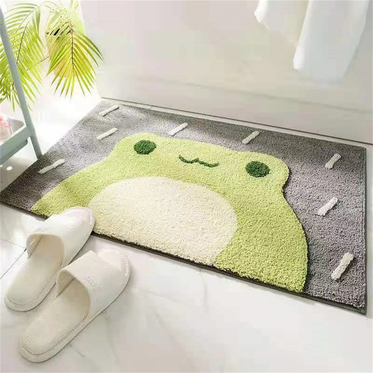 Navak Carpet Badematte mit Frosch- und Bären-Flocken, Heimdekoration, Fußmatte, rutschfest, saugfähig, Badezimmer-Fußmatte, superweiche Faser, Badvorleger 2025