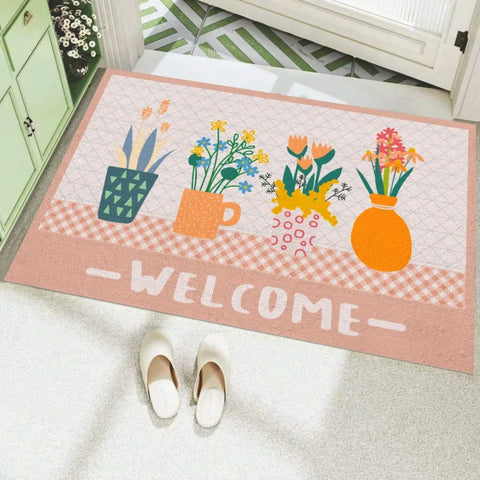 Navak Carpet Creative Small Fresh Cactus Plant Print Willkommens-Fußmatte, quadratisch, zuschneidbar, flauschiger Teppich, rutschfeste Eingangsmatte für die Inneneinrichtung