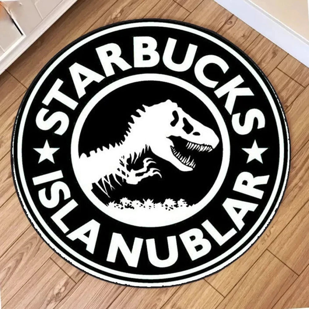 Navak Teppich, Cartoon-Dinosaurier-Druck, runder Teppich, rutschfest, kreisförmig, für Kinder, Schlafzimmer, Dekoration, Zuhause, Wohnzimmer, Sofa, Balkon, Flurmatte