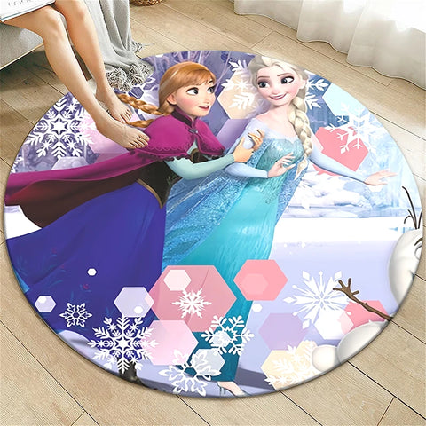 Navak Teppich Prinzessin Elsa Cartoon Print Runder Teppich, Schlafzimmer Dekorativer Teppich, Wohnzimmer Badezimmer Picknick Camping Eingang Rutschfeste Matte