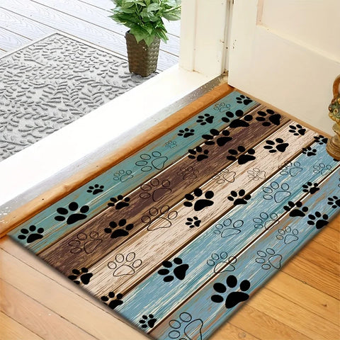 Navak Carpet Exclusive Picks Amerikanische Fußmatte mit Pfotenabdruck für den Außenbereich, blau-braun, für den Eingangsbereich, für Haustiere, für die Familie, als Fußmatte, Heimdekoration