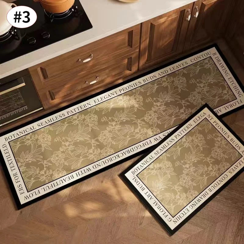 Navak Carpet Exclusive Picks American Light Luxury Wasserabsorbierende, rutschfeste, schmutzabweisende Fußmatte, Vintage-Kristallsamt-Küchentürteppich