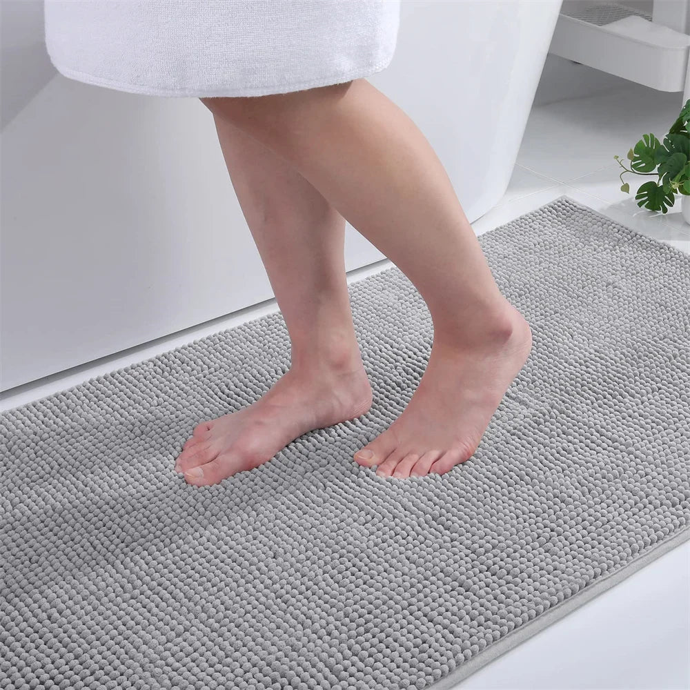 Navak Carpet Olanly Chenille-Badezimmerteppich, extra weich, zottelige Badematte, rutschfeste Badezimmer-Bodenmatte, wasserabsorbierende Plüsch-Mikrofaser-Teppiche für die Dusche
