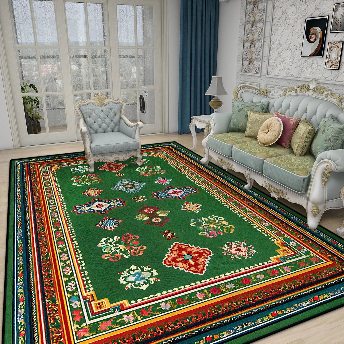 Navak Carpet Retro Boho Luxurious Carpet for Living Room Bedroom Persian Decoration Home Large Area Rugs Non-slip Entrance Door Mat Washable