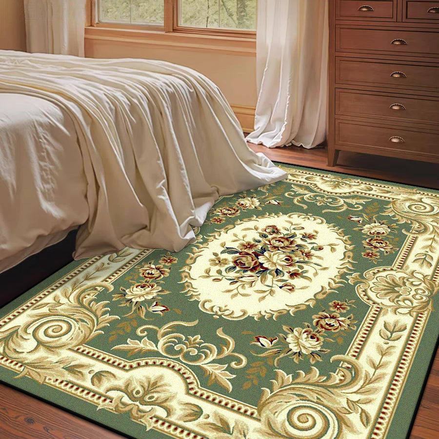 Navak Carpet European Style Green Carpet for Living Room Luxury Decoration Bedroom Bedside Plush Rug Lounge Sofa Non-slip Washable Floor Mat