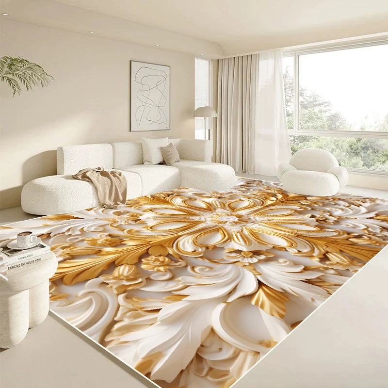 Navak Carpet Modern White Large Carpet for Living Room Luxury Gold Rug Home Decoration Bedroom Mat Bedside Soft Non-slip 200x300 Carpets 러그