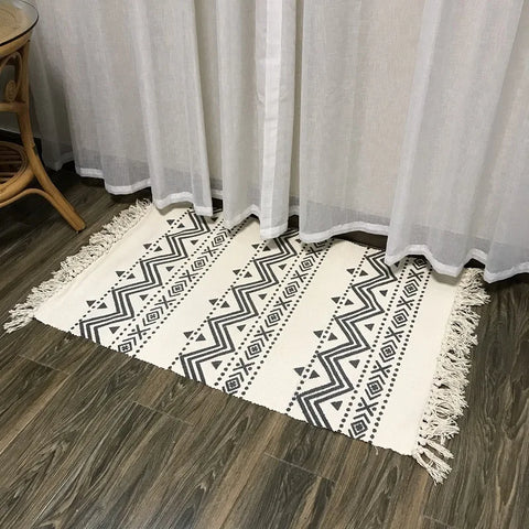 Navak Teppich, nordischer Teppich aus Baumwolle und Leinen, für Zuhause, Wohnzimmer, Sofa, Couchtisch, Decke, Schlafzimmer, Nachttisch, Bodenmatte, Fußmatte, maschinenwaschbar