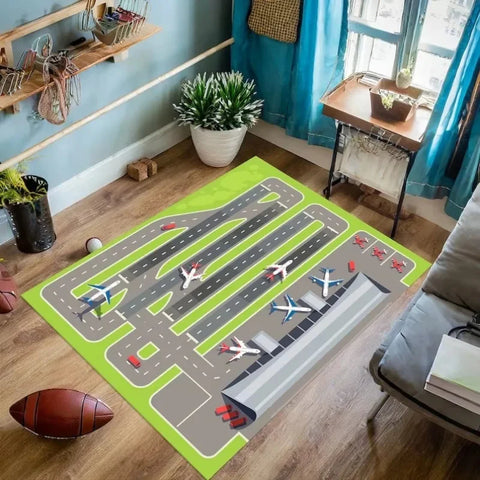 Navak Carpet Runway Airport Decor Rug Plane Apron Rug Kids Room Rug Boys Room Decor Playing Mat Birthday Gift Popular Area Floor Rug