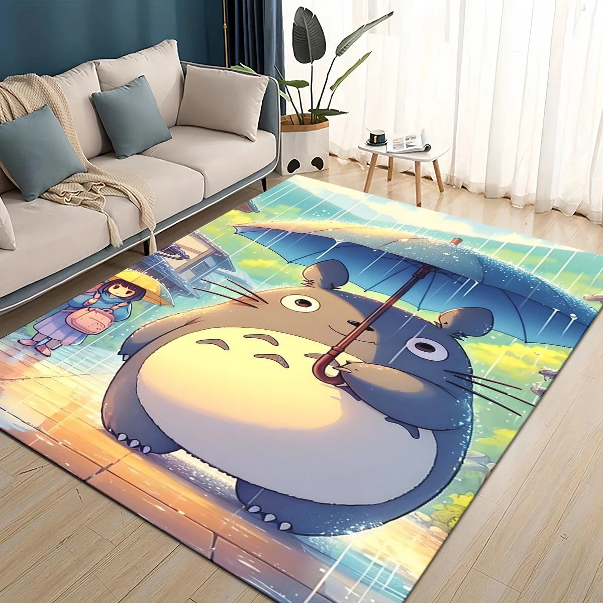 Navak Carpet 3D T-Totoros Cartoon-Teppich, Teppich für Wohnzimmer, Kinderzimmer, Sofa, Fußmatte, Dekoration, rutschfeste Bodenmatte für Kinder