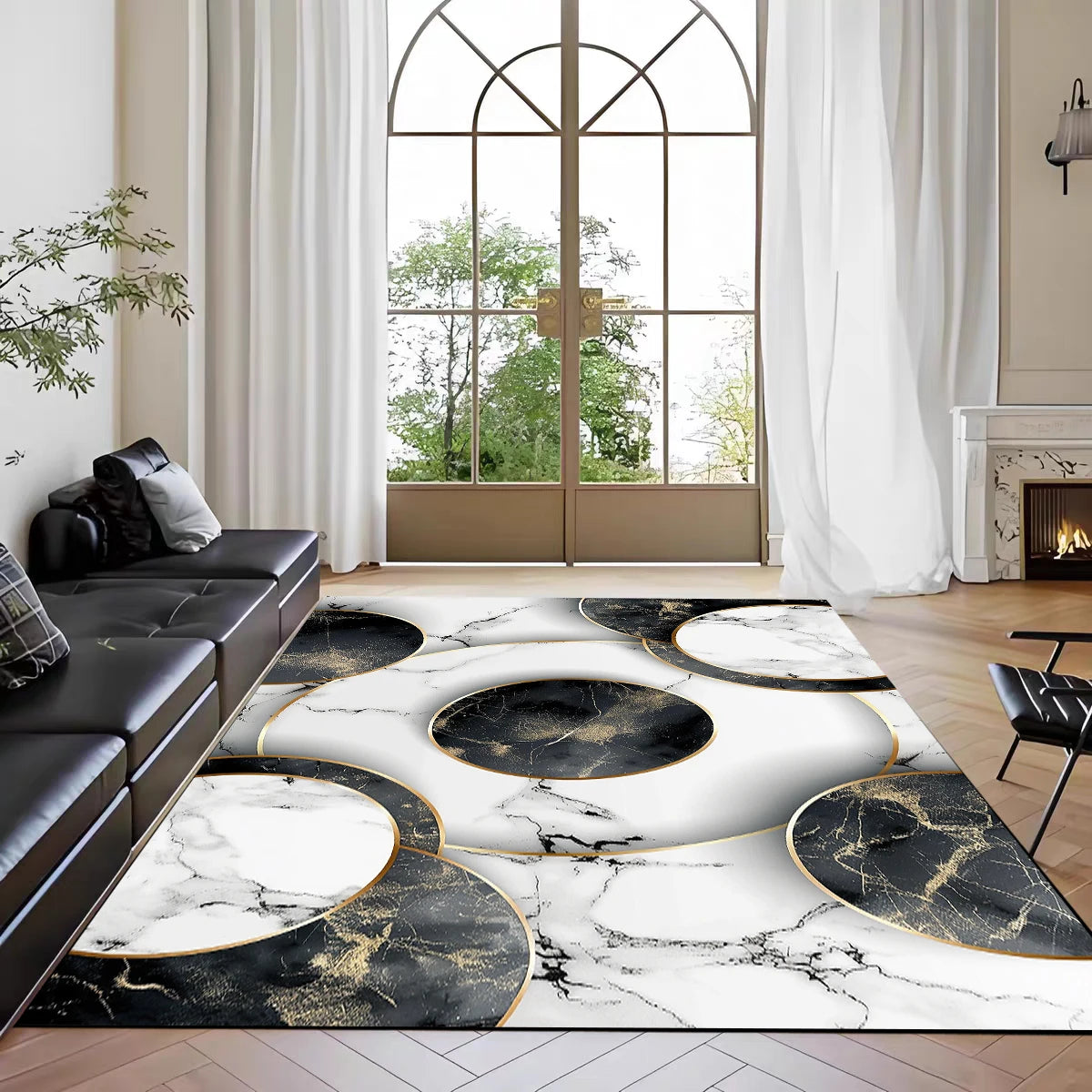 Navak Carpet Teppich mit nordischem Marmordruck, für das Wohnzimmer vor dem Sofa, rutschfeste, moderne Bodenmatte für das Schlafzimmer