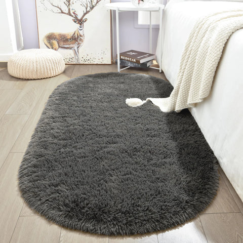 Navak Teppich, flauschiger Plüschteppich, Ellipse, für Kinderzimmer, Wohnzimmer, Sofa, Balkon, weicher, seidiger Teppich, Mädchenzimmer, Heimdekoration