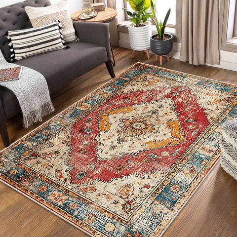 Navak Carpet Bohemian Persian Style Carpet for Living Room Retro Decoration Soft Bedroom Cloakroom Rugs Non-slip Entrance Door Mat Washable