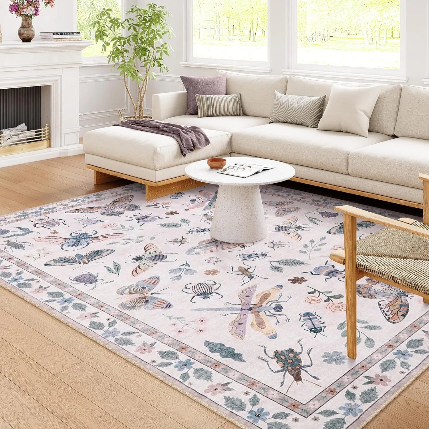 Navak Carpet Rug for Living Room Carpet Large Size Bedroom Bedside Floor Mat Green Insect Carpets Tropical Rainforest Home Decoration Rugs
