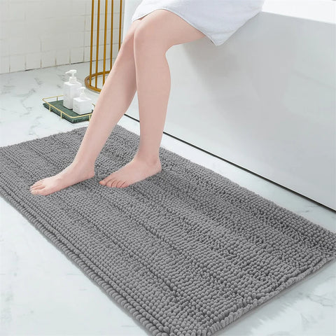 Navak Carpet Olanly Chenille-Badezimmerteppich, extra weich, zottelige Badematte, rutschfeste Badezimmer-Bodenmatte, wasserabsorbierende Plüsch-Mikrofaser-Teppiche für die Dusche