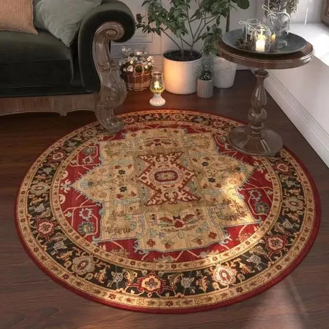 Navak Teppich, marokkanischer Blumenteppich, rund, waschbar, für Wohnzimmer und Esszimmer