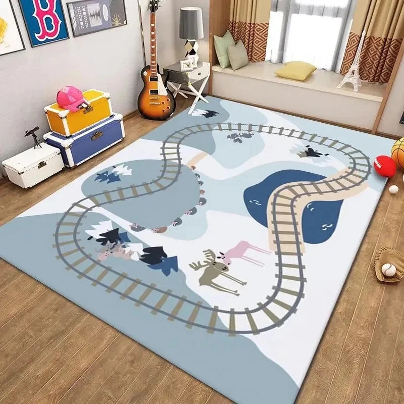 Navak Teppich, Parkplatz, Kinder-Krabbelteppiche für Wohnzimmer, Dekoration, Kinderzimmer, Heimdekoration, Sofa-Teppich, rutschfester Teppich, Bodenmatte