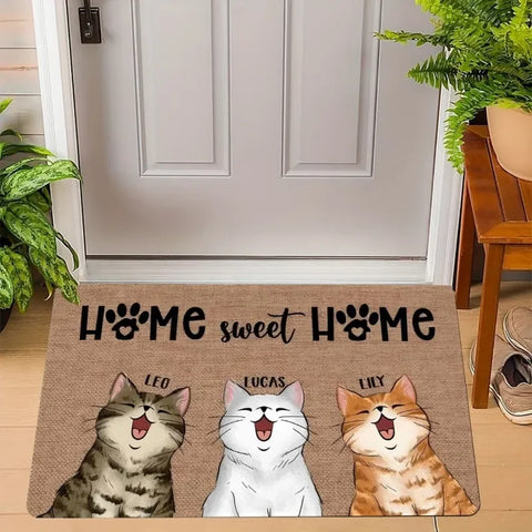 Navak Carpet Fußmatte mit süßem Katzen-Aufdruck, Willkommens-Fußmatte, rutschfest, maschinenwaschbar, für Wohnzimmer, Schlafzimmer, Badezimmer, Küche und Wäschevorleger