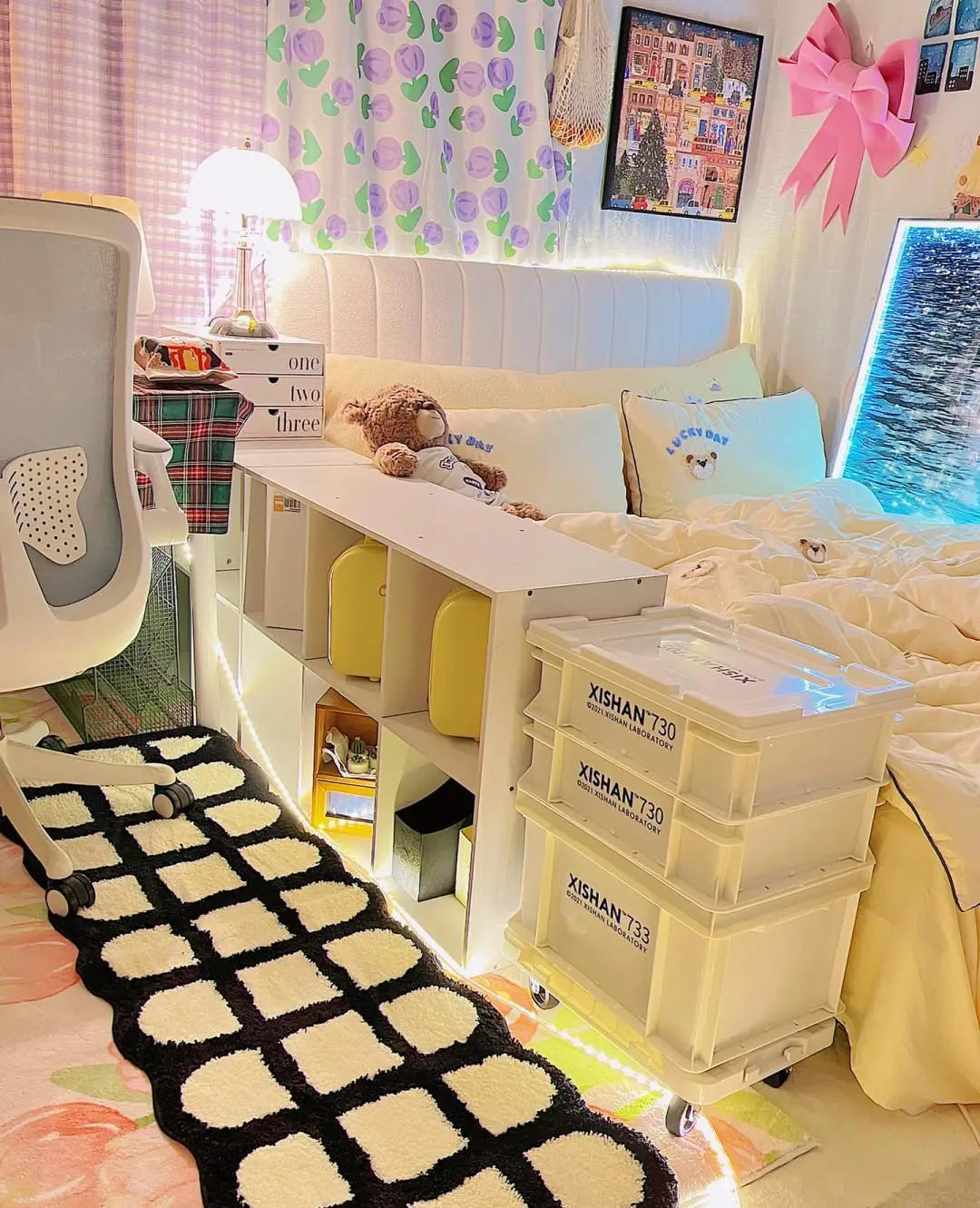 Navak Teppich, koreanischer Stil, Teppich für Wohnzimmer, Plüsch, Schwarz, Weiß, einfarbig, dick, rutschfest, Ins-Stil, kleine Teppiche, Schlafzimmer, flauschige Fußmatte