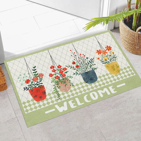 Navak Carpet Creative Small Fresh Cactus Plant Print Willkommens-Fußmatte, quadratisch, zuschneidbar, flauschiger Teppich, rutschfeste Eingangsmatte für die Inneneinrichtung