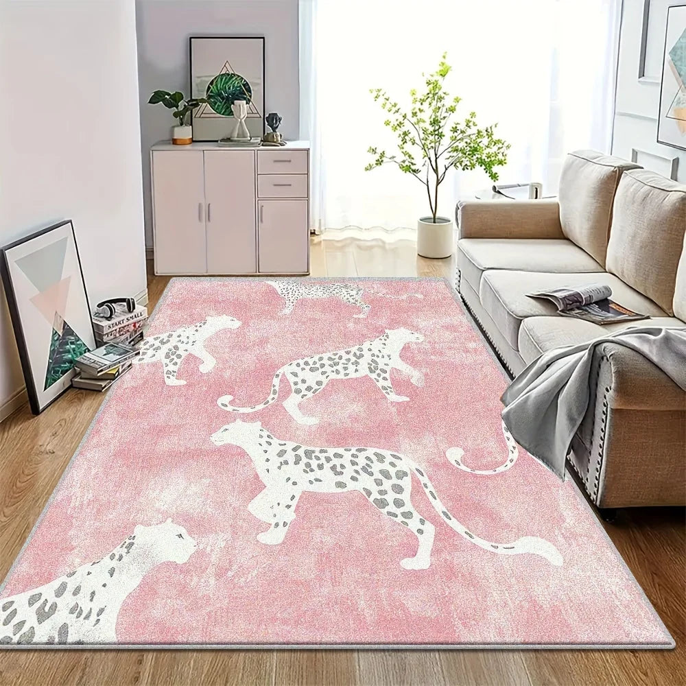 Navak Carpet Moderne Teppichmatte mit Leopardenmuster – große rechteckige rosa Bodenmatte für Wohnzimmer, Schlafzimmer, Kinderzimmer, Heimdekoration, Schlafzimmer