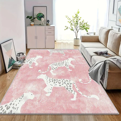 Navak Carpet Moderne Teppichmatte mit Leopardenmuster – große rechteckige rosa Bodenmatte für Wohnzimmer, Schlafzimmer, Kinderzimmer, Heimdekoration, Schlafzimmer