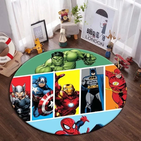 Navak Carpet Daily Picks DISNEY Marvel The Avengers Runder Teppich Anime-Teppich Rutschfeste Spielmatte Niedliche Bodenteppiche für Wohnzimmer, Schlafzimmer, Kindermatten