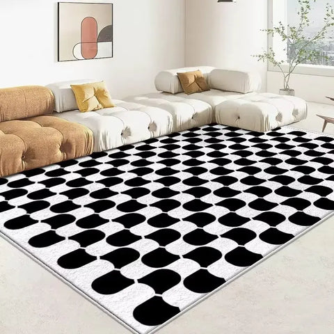 Navak Carpet Nordic style Living Room Carpet Black and White Minimalist Striped Home Decoration Bedroom Rug Coffee Table Non-slip soft Mat